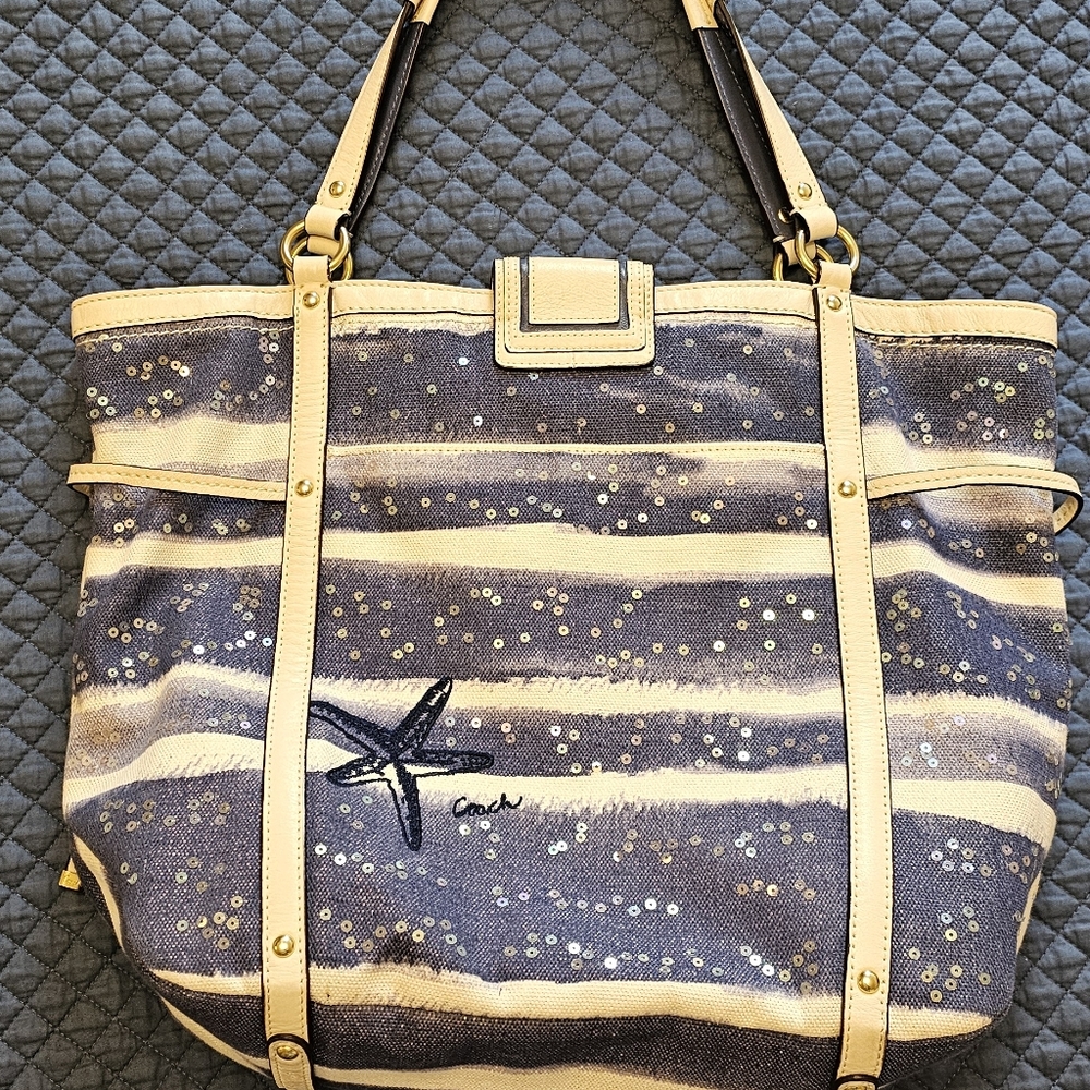 Authentic Vintage Limited Edition Coach Audrey canvas large tote  #19574  V-G